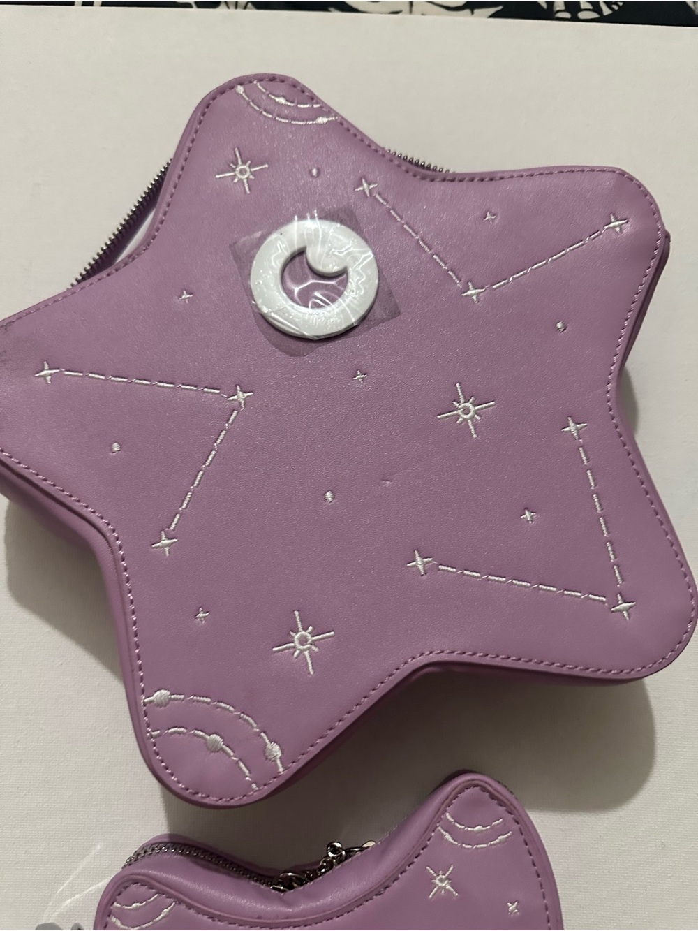 Carmico Lavender & White Moon & Stars Convertible Bag Matching Mini Moon Wallet - Picture 5 of 16